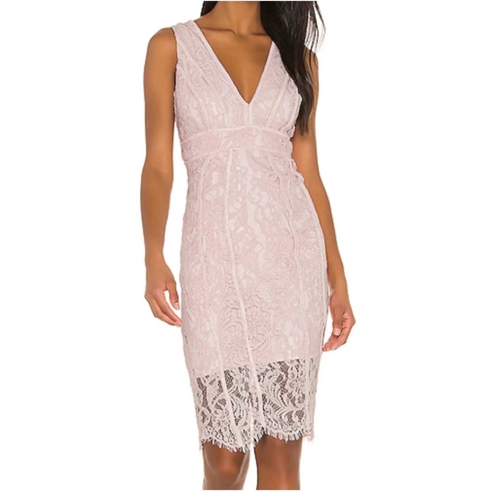 Bardot Parfait Lace Dress Pink V-Neck Sheath Romanticcore US 4‎ XS